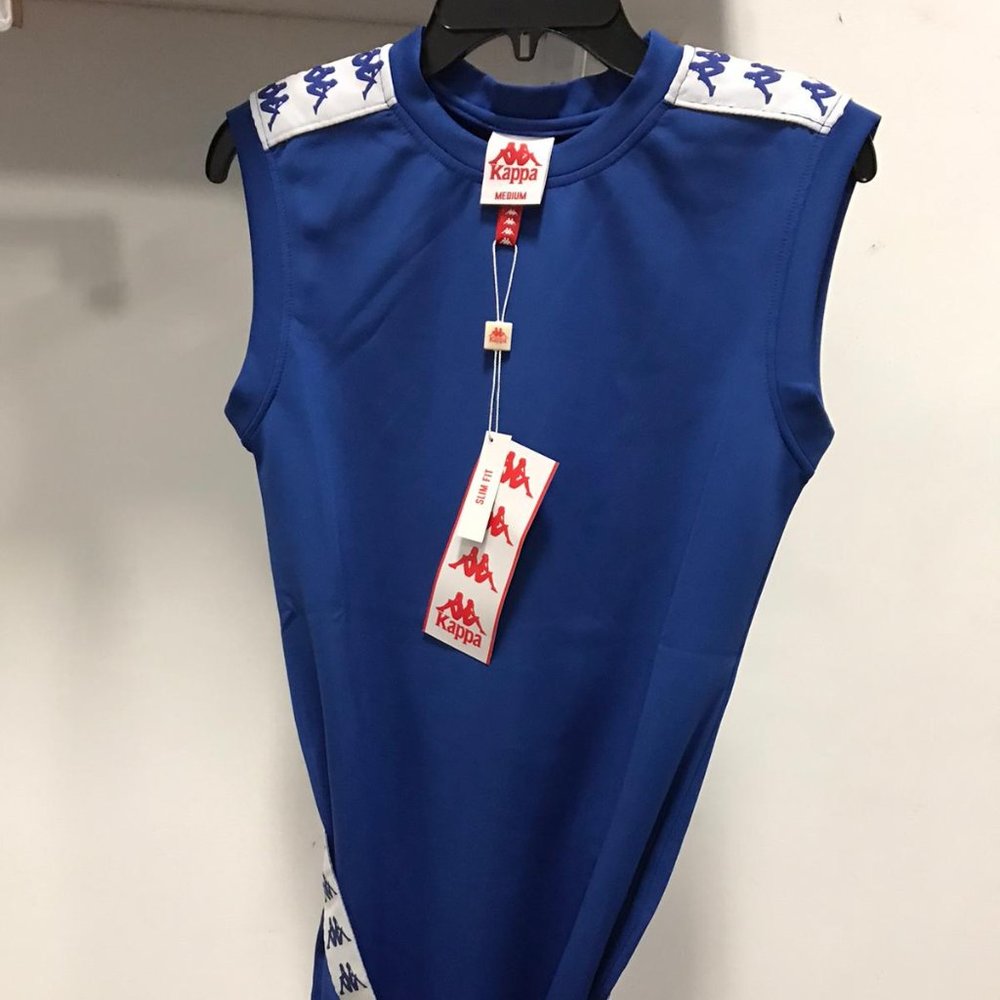 NWT KAPPA 222 BANDA AOURIN woman short one piece blue sexy DRESS Top M